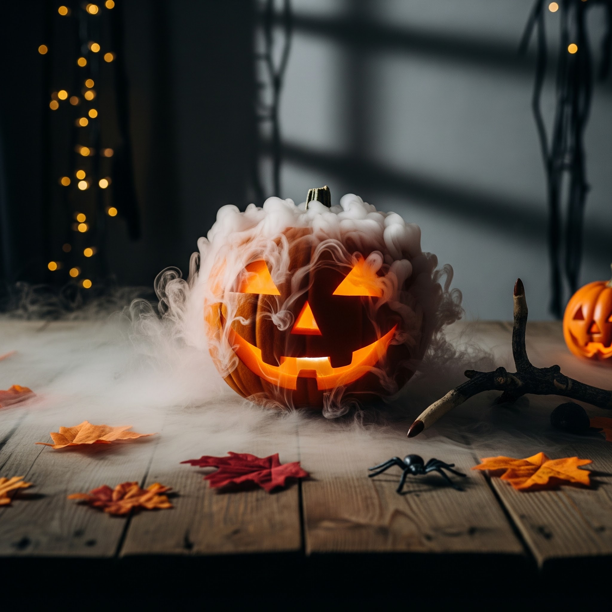 pumpkin with dry ice effect